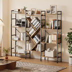Bookshelf, Triple 5 Tier Shelf Display Book Shelf, Wide Bookcase, Rustic Wooden Shelving Unit, for Your Bedroom, Living Room, Home & Office Shelving