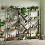 Bookshelf, Triple 5 Tier Shelf Display Book Shelf, Wide Bookcase, Rustic Wooden Shelving Unit, for Your Bedroom, Living Room, Home & Office Shelving