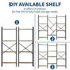 Bookshelf, Triple 5 Tier Shelf Display Book Shelf, Wide Bookcase, Rustic Wooden Shelving Unit, for Your Bedroom, Living Room, Home & Office Shelving