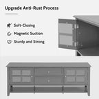 59 Inch Gray TV Stand for TVs up to 60 Inches with Multifunctional Storage Space Media Console for Living Room Bedroom