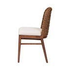 bali &; pari Denver Acacia Wood and Seagrass Dining Chair White/Walnut Brown: Bohemian Style, Foam Padded