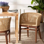 bali &; pari Papua Dining Chair: Acacia Frame, Woven Rattan, Bohemian Design, Assembly Required