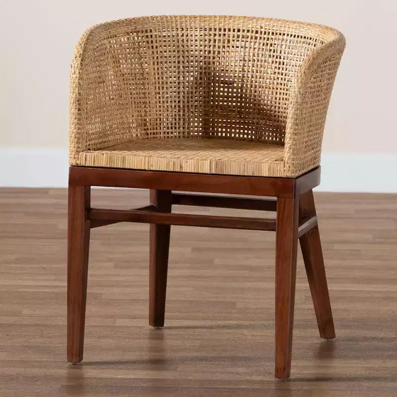 bali &; pari Papua Dining Chair: Acacia Frame, Woven Rattan, Bohemian Design, Assembly Required
