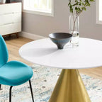 40&; Tupelo Round Wood Dining Table Gold White