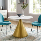 40&; Tupelo Round Wood Dining Table Gold White