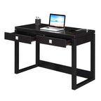 Newport 2 Drawer Desk with Charging Station Espresso/Black - : Home Office Workstation, MDF Construction