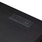 Newport 2 Drawer Desk with Charging Station Espresso/Black - : Home Office Workstation, MDF Construction