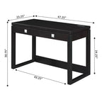 Newport 2 Drawer Desk with Charging Station Espresso/Black - : Home Office Workstation, MDF Construction