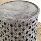 Samir Round End Table Alabaster: Steve Silver Co., No Assembly, Tray Top, Wood, Heathered White