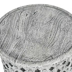 Samir Round End Table Alabaster: Steve Silver Co., No Assembly, Tray Top, Wood, Heathered White
