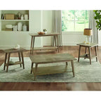 Square End Table Natural: Mango Wood, Mid-Century Modern, Storage Shelf