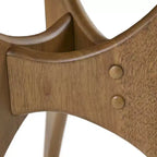 Triangular Wood Coffee Table Light Brown: Mid-Century Modern, Elm Finish, Unique Cross Base
