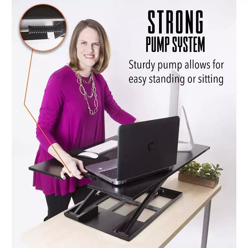 36 Standing Desk Converter with Pneumatic Height Adjustment Black