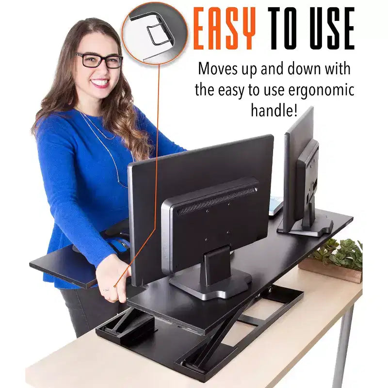 36 Standing Desk Converter with Pneumatic Height Adjustment Black