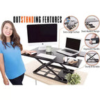 36 Standing Desk Converter with Pneumatic Height Adjustment Black