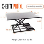 36 Standing Desk Converter with Pneumatic Height Adjustment Black