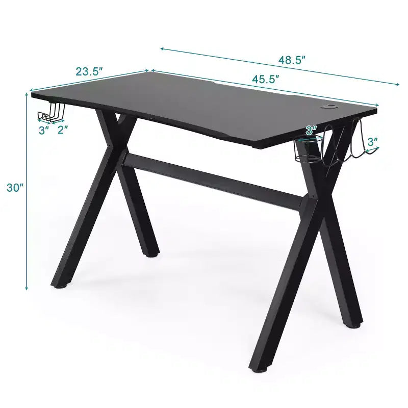 Gaming Desk Computer Desk Table w/Cup Holder & Headphone Hook Gamer Workstation