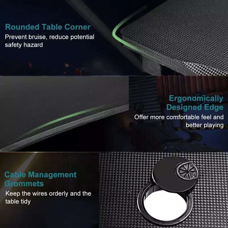 Gaming Desk Computer Desk Table w/Cup Holder & Headphone Hook Gamer Workstation