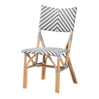 Modern French Grey and White Weaving and Natural Rattan Bistro Chair