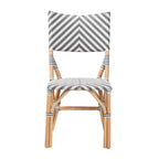 Modern French Grey and White Weaving and Natural Rattan Bistro Chair