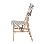 Modern French Grey and White Weaving and Natural Rattan Bistro Chair