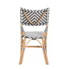Modern French Grey and White Weaving and Natural Rattan Bistro Chair