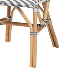 Modern French Grey and White Weaving and Natural Rattan Bistro Chair