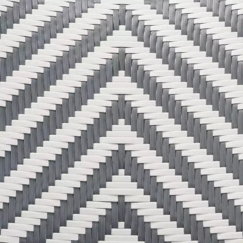 Modern French Grey and White Weaving and Natural Rattan Bistro Chair