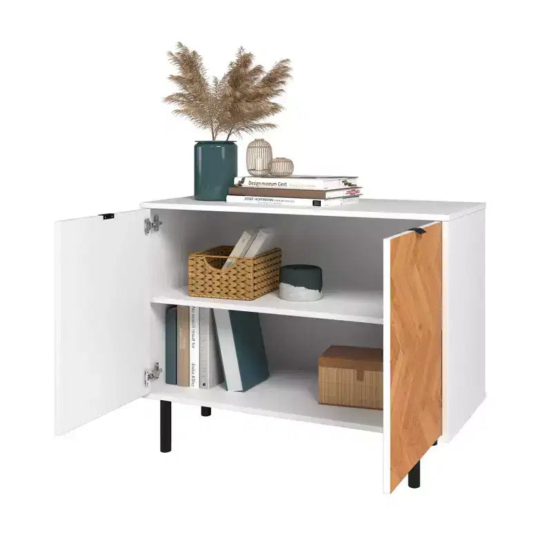 Liam Mid - Century Modern 2 Shelf Accent Cabinet