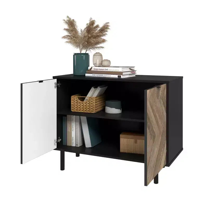 Liam Mid - Century Modern 2 Shelf Accent Cabinet